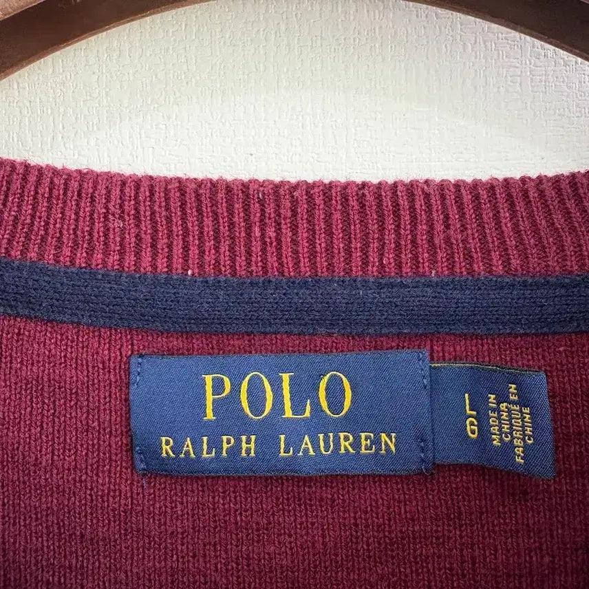 [BUNJANG] Polo Burgundy Knit Sweatshirt L / 폴로 자주 니트 맨투맨
