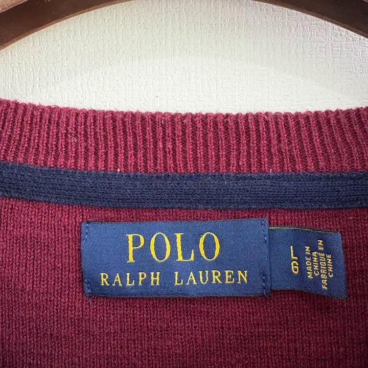 [BUNJANG] Polo Burgundy Knit Sweatshirt L / 폴로 자주 니트 맨투맨