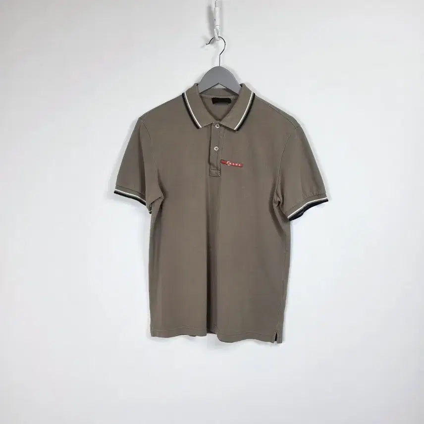 [BUNJANG] Brown Short Sleeve Collar T-Shirt Men&