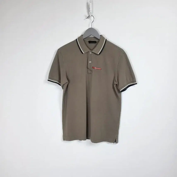 [BUNJANG] Brown Short Sleeve Collar T-Shirt Men&
