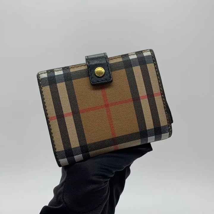 [BUNJANG] Burberry Vintage Check Bi-fold Wallet Black / 267001765 버버리 캔버스 빈티지 체크 반지갑 블랙