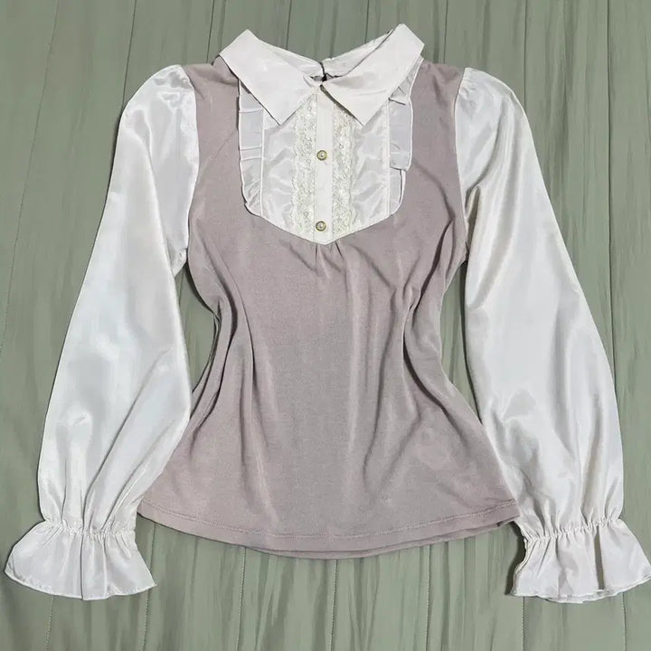 [BUNJANG] Vintage Axis Farm Lace Frill Blouse Shirt / 빈티지 엑시즈팜 레이스 프릴 블라우스 셔츠 히메갸루 라떼갸루 로걀