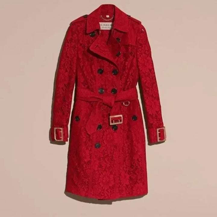 [BUNJANG] Burberry Sandringham Red Lace Trench Coat / 정품 버버리 샌드링앰레드 레이스 트렌치코트