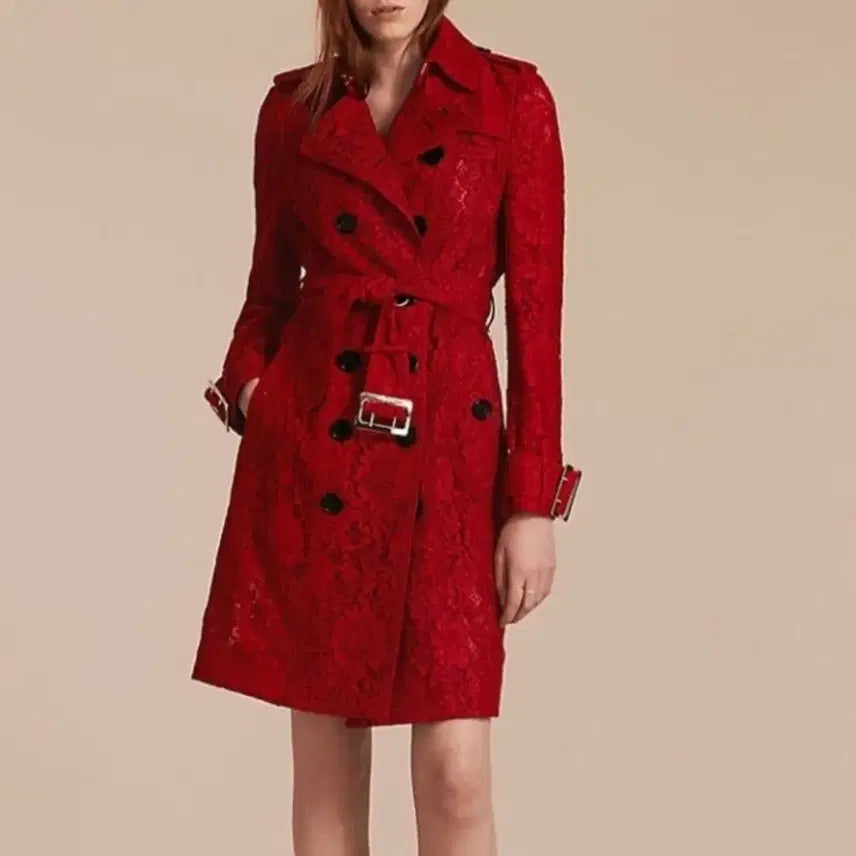 [BUNJANG] Burberry Sandringham Red Lace Trench Coat / 정품 버버리 샌드링앰레드 레이스 트렌치코트