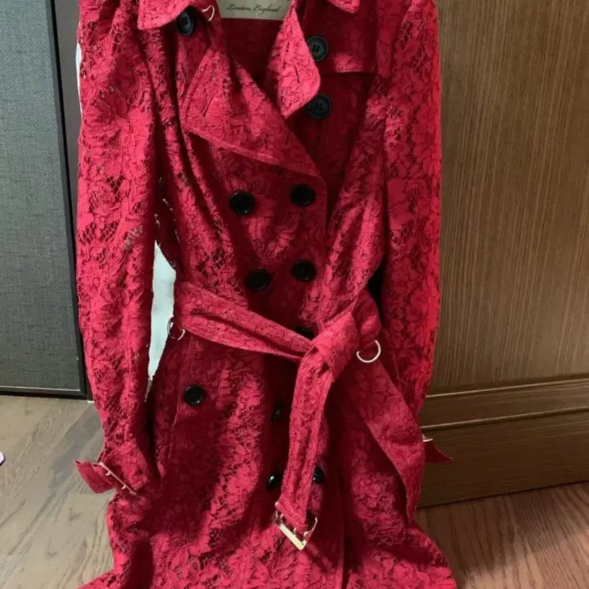 [BUNJANG] Burberry Sandringham Red Lace Trench Coat / 정품 버버리 샌드링앰레드 레이스 트렌치코트