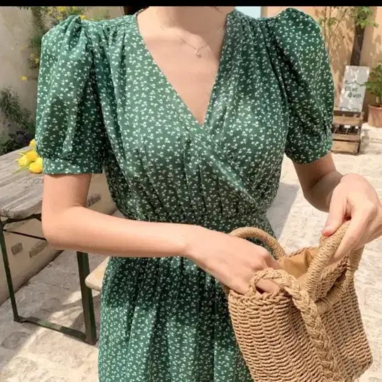 [BUNJANG] ATTRANCE Floral Chiffon Long Dress / 아뜨랑스 잔꽃 쉬폰 롱 원피스