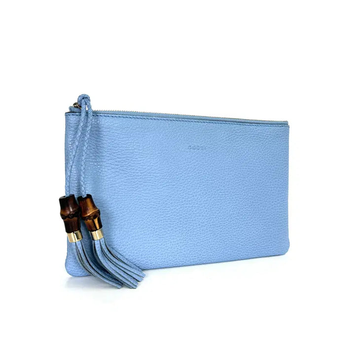 [BUNJANG] Gucci Bamboo Tassel Medium Clutch Leather Sky Blue / 구찌 449652 뱀부 태슬 미듐 클러치 6B8EBV9C