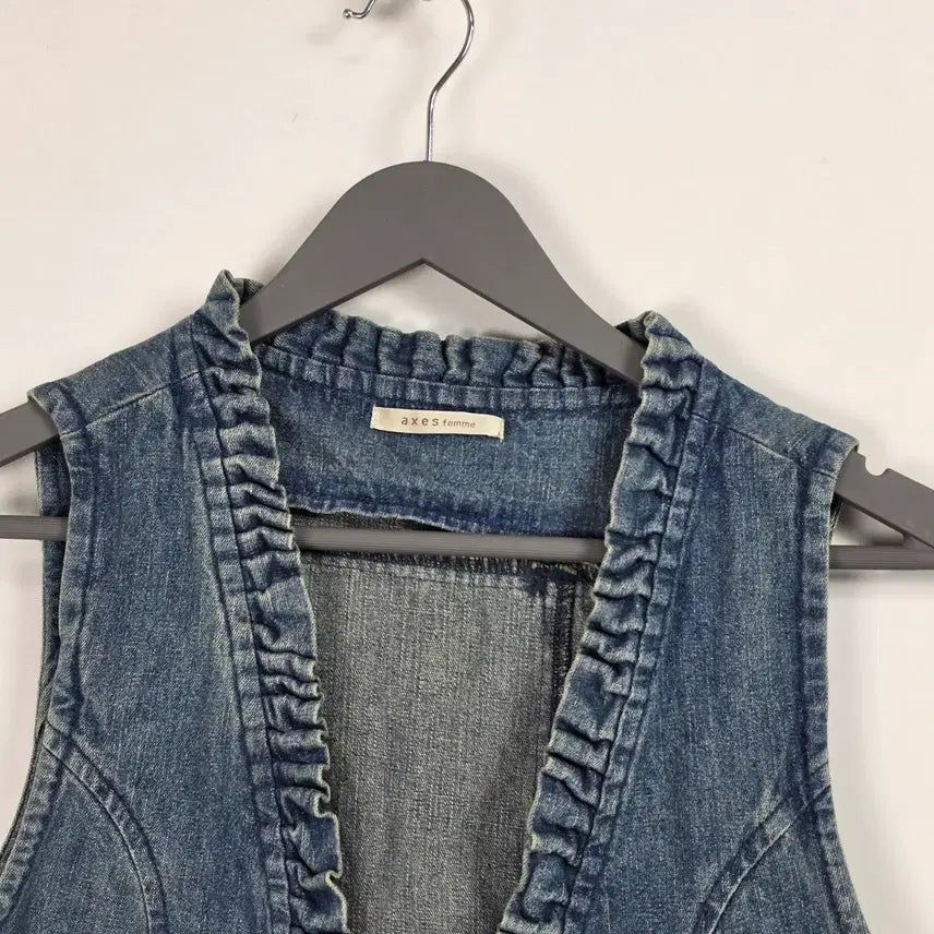[BUNJANG] Vintage Denim Layered Lace Vest / 악세스 일본 빈티지 데님 레이어드 레이스 조끼 여 90. 0512