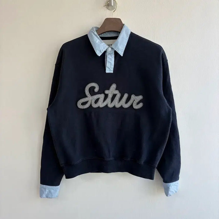 [BUNJANG] Saeter Navy Collar Sweatshirt / 새터 네이비 카라 맨투맨