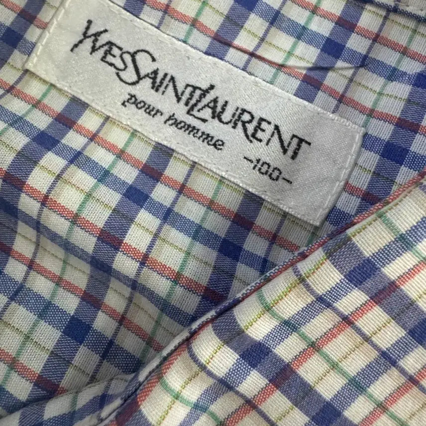 [BUNJANG] Yves Saint Laurent YSL Pour Homme Classic Checkered Short Sleeve Shirt L / 정품!! 입생로랑 YSL 뿌르옴므 클래식 반팔 체크 셔츠 L