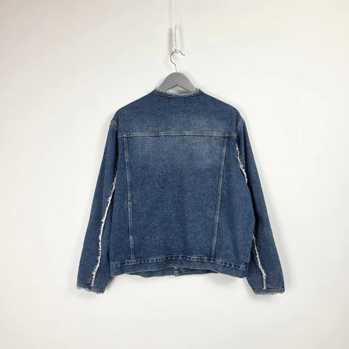 [BUNJANG] NOTCH Mid-Blue Denim Collarless Jacket Women&