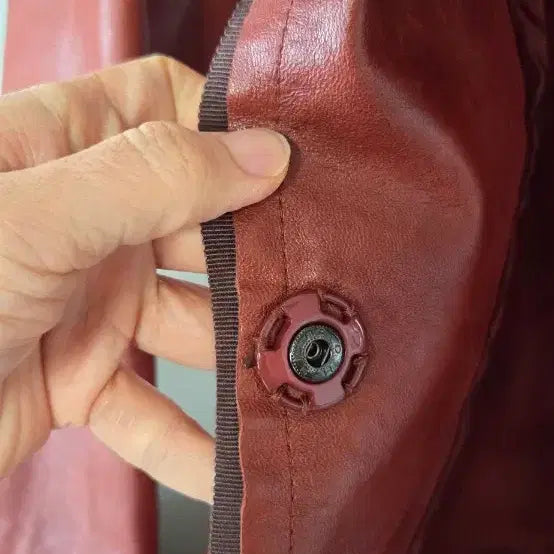 [BUNJANG] Doho Red Brown Leather Jacket / Doho 도호 레드 브라운 가죽 자켓