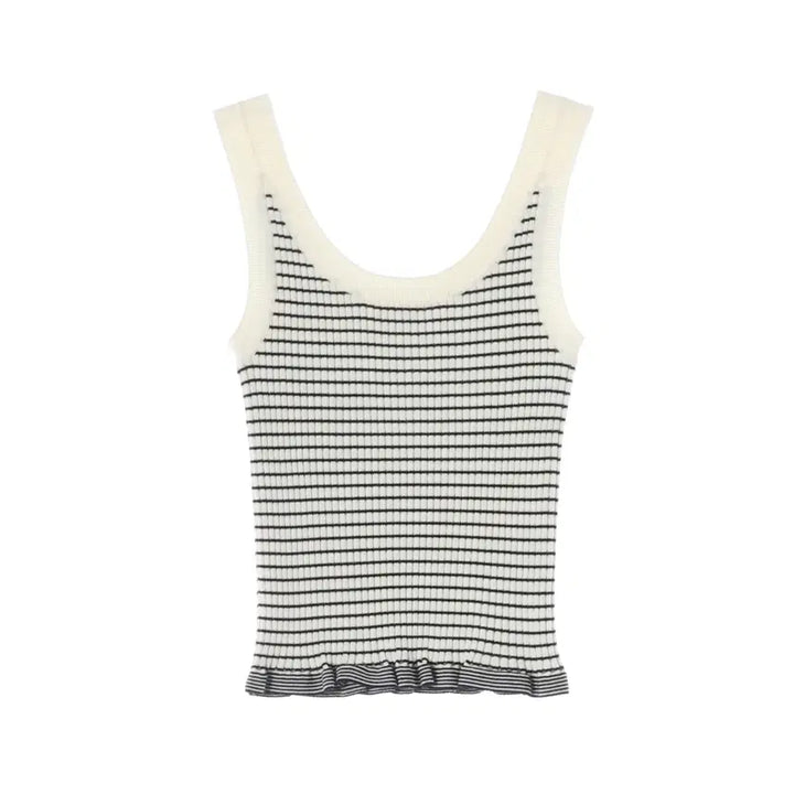 [BUNJANG] TIME 24SS Stripe Rib Slim Fit Sleeveless Tank Top / 타임 24SS 스트라이프 리브 슬림핏 슬리브리스 나시 탑