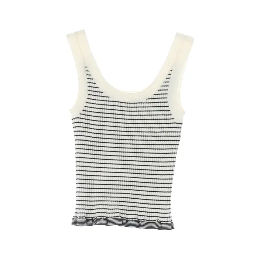 [BUNJANG] TIME 24SS Stripe Rib Slim Fit Sleeveless Tank Top / 타임 24SS 스트라이프 리브 슬림핏 슬리브리스 나시 탑