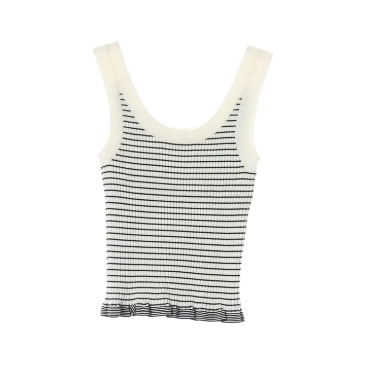[BUNJANG] TIME 24SS Stripe Rib Slim Fit Sleeveless Tank Top / 타임 24SS 스트라이프 리브 슬림핏 슬리브리스 나시 탑