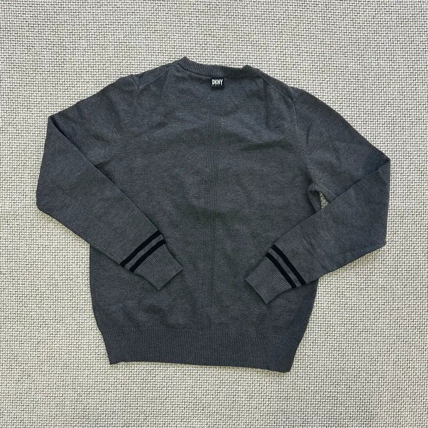 [BUNJANG] DKNY Big Logo Colorblock Knit Sweater / 실측확인 디케이엔와이 빅로고 소매배색 니트 0511D
