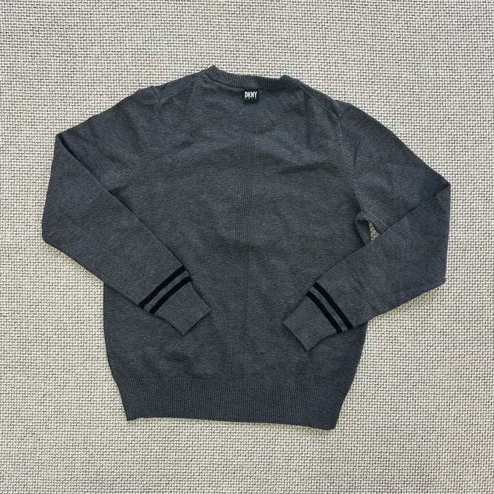 [BUNJANG] DKNY Big Logo Colorblock Knit Sweater / 실측확인 디케이엔와이 빅로고 소매배색 니트 0511D