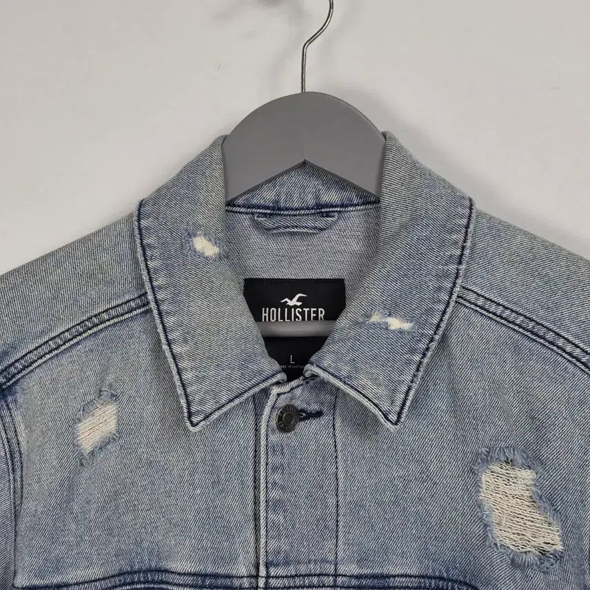 [BUNJANG] Hollister Light Wash Distressed Denim Jacket Men&