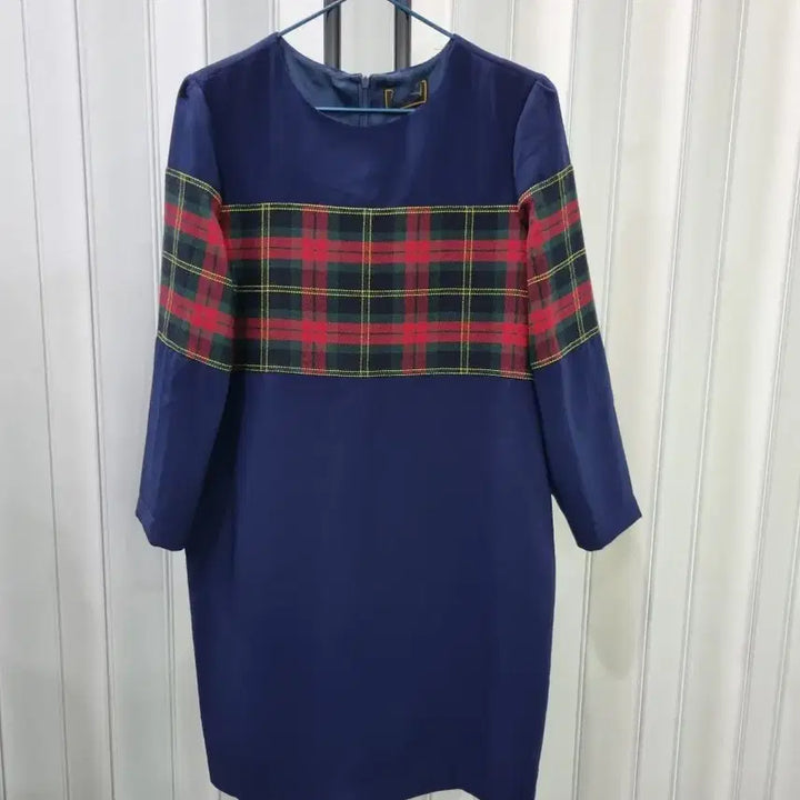 [BUNJANG] Navy Check Midi Dress / 네이비 체크 원피스