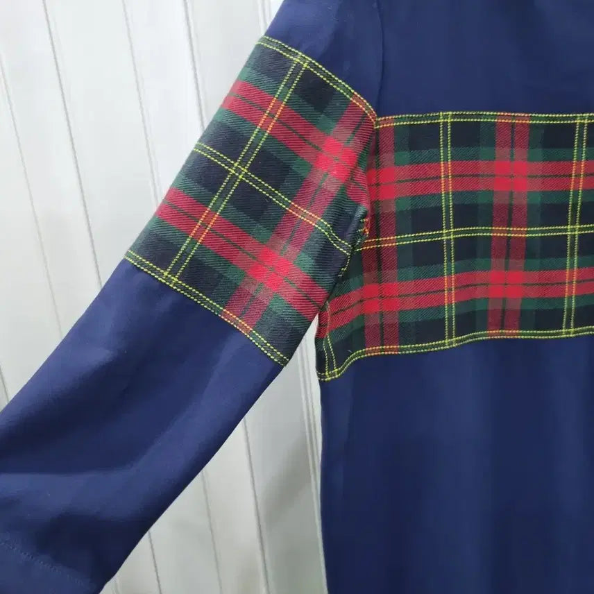 [BUNJANG] Navy Check Midi Dress / 네이비 체크 원피스