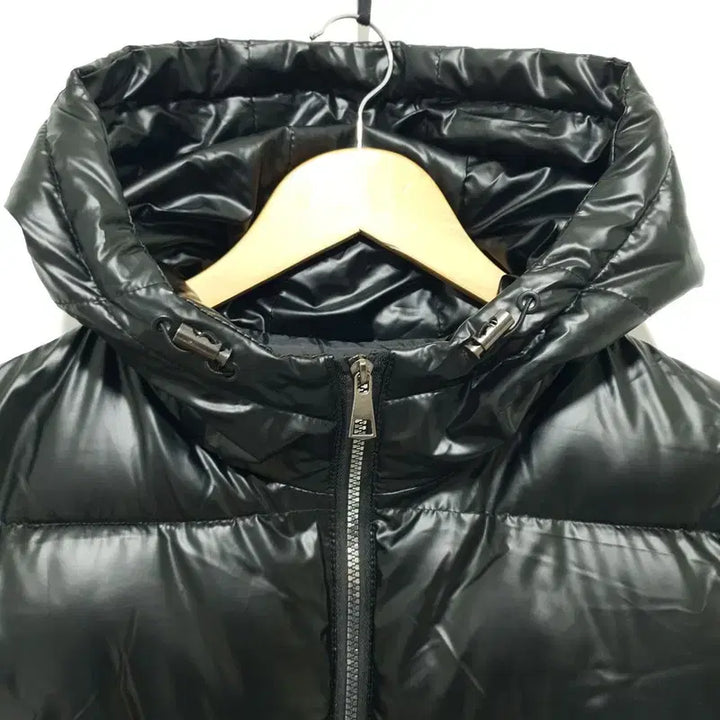 [BUNJANG] Black Glossy Hooded Vest Padded Jacket 105-110 / 블랙 글로시 후드 조끼 패딩 105~110_W0647