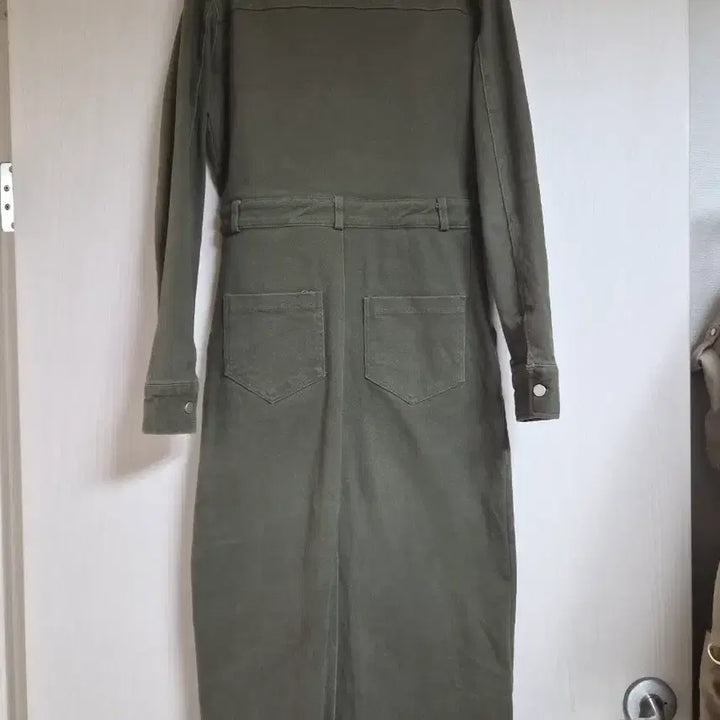 [BUNJANG] Black Up Khaki Denim Long Dress / 블랙업 카키 롱 원피스