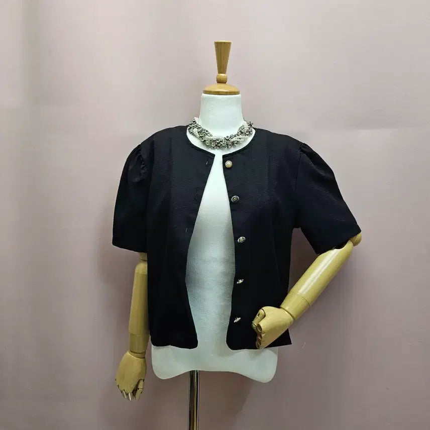 [BUNJANG] FLATYOU Black Puff Sleeve Jacket Blouse / FLATYOU 블랙 퍼프 자켓겸 블라우스