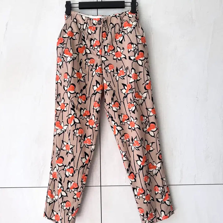 [BUNJANG] Miu Miu Beige Flower Pattern Pocket Pants 36 (Size 55) / 새상품 miumiu베이지 플라워 패턴 포켓 팬츠 36(55사이즈)