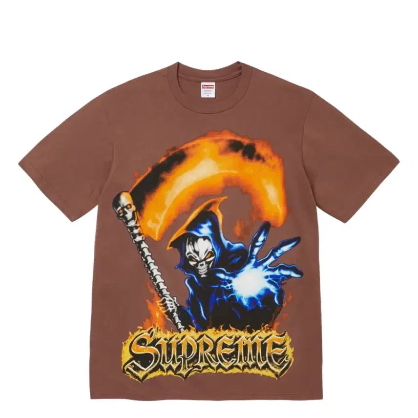 [BUNJANG] Supreme Graphic Reaper T-shirt Brown XL / 슈프림 그림리퍼 티셔츠 브라운 XL