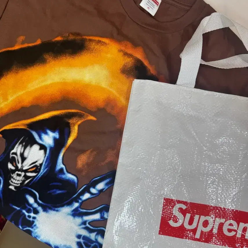 [BUNJANG] Supreme Graphic Reaper T-shirt Brown XL / 슈프림 그림리퍼 티셔츠 브라운 XL