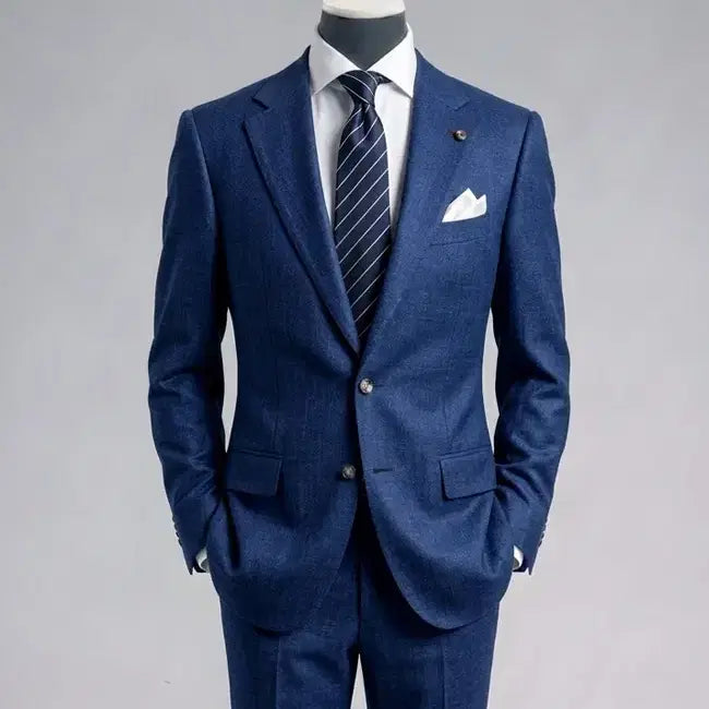 [BUNJANG] Vanhart di Albazar Ariston Flannel Wool Herringbone Suit Royal Blue / 반하트 디 알바자/이태리 아리스톤 플란넬 울 로얄블루 헤링본 수트/100