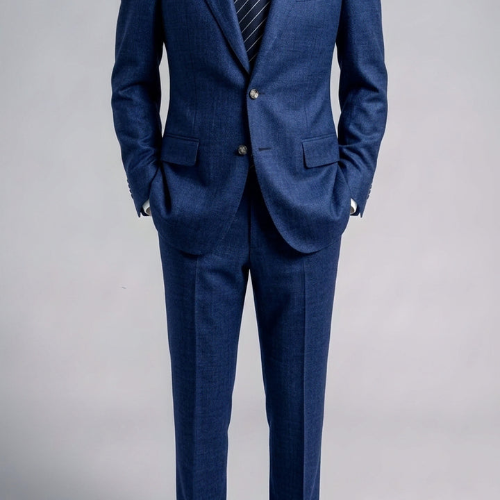 [BUNJANG] Vanhart di Albazar Ariston Flannel Wool Herringbone Suit Royal Blue / 반하트 디 알바자/이태리 아리스톤 플란넬 울 로얄블루 헤링본 수트/100