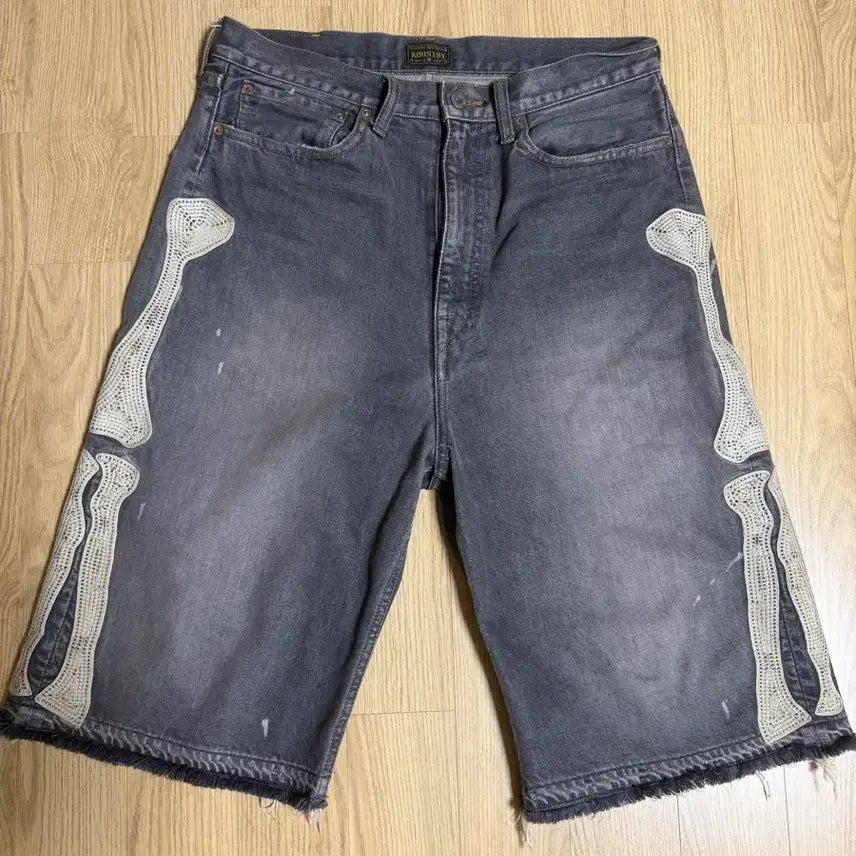 [BUNJANG] Kapital Bone Denim Shorts Black / (34) 캐피탈 본 데님 쇼츠 블랙