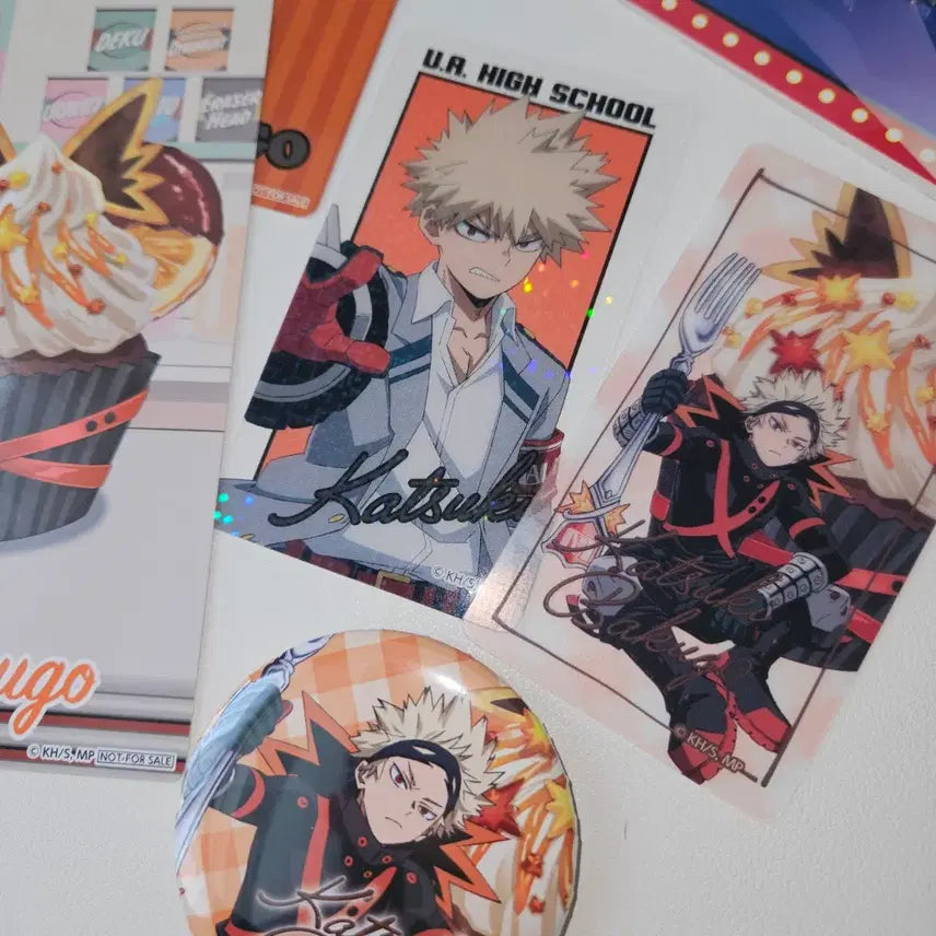 [BUNJANG] My Hero Academia Bakugo Open School Limited Edition Set / 히로아카 나히아 바쿠고 오픈스쿨 네임키링 뱃지 클리어카드 엽서
