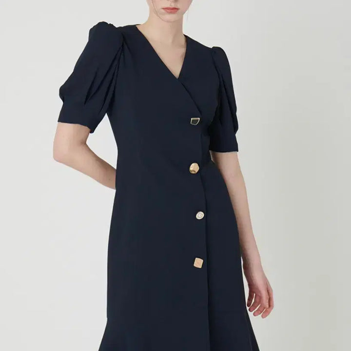 [BUNJANG] SATIN Navy V-Neck Mermaid Dress / (새제품)  샤틴 SATIN  네이비 브이넥 머메이드 원피스
