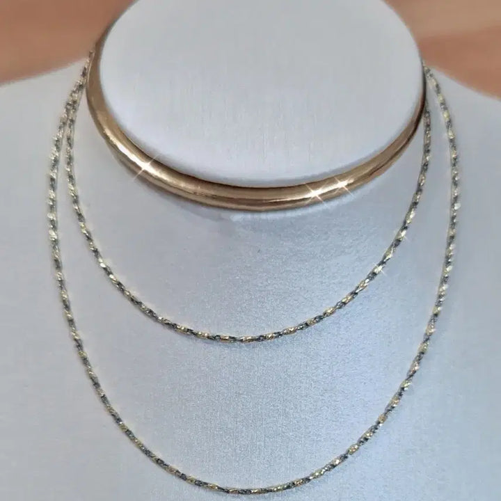 [BUNJANG] 14K Two-Tone Italian Cutting Chain Necklace / 14k 콤비 이태리 커팅 체인