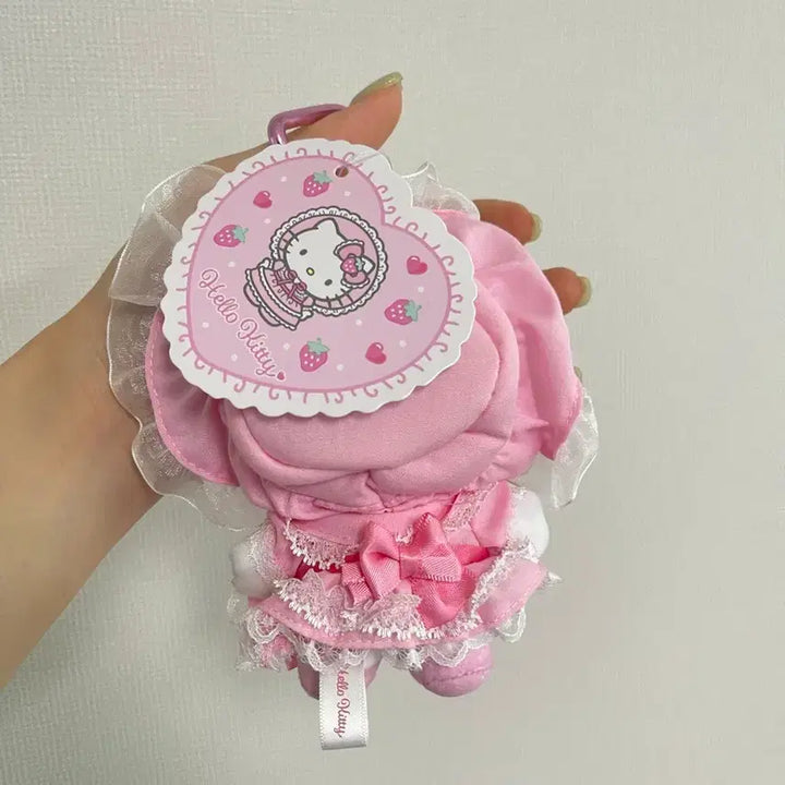 [BUNJANG] Sanrio Hello Kitty Lovely Frill Pink Mascot Plush Keychain / (새상품) 산리오 헬로키티 러블리프릴 핑크 마스코트 인형키링