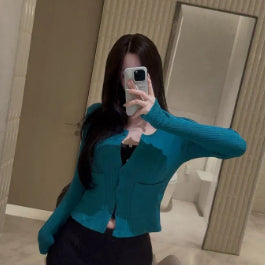 [BUNJANG] IReve Malafit Garden Punching Cardigan Blue Green / 아이레브 말라핏 가든 펀칭 가디건