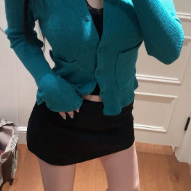 [BUNJANG] IReve Malafit Garden Punching Cardigan Blue Green / 아이레브 말라핏 가든 펀칭 가디건