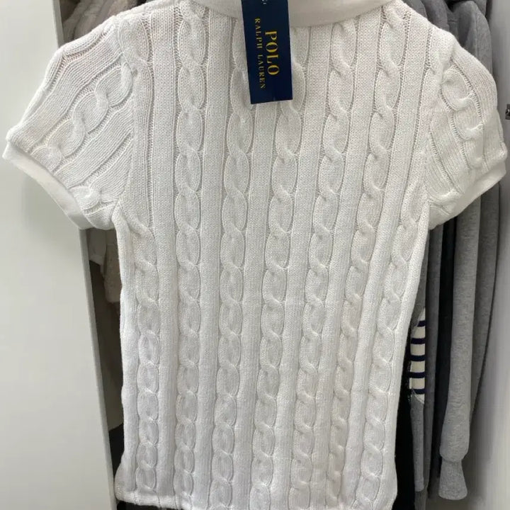 [BUNJANG] Polo Ralph Lauren Cable Knit Short Sleeve Knit White S / 폴로 케이블 카라 반팔 니트 화이트 s