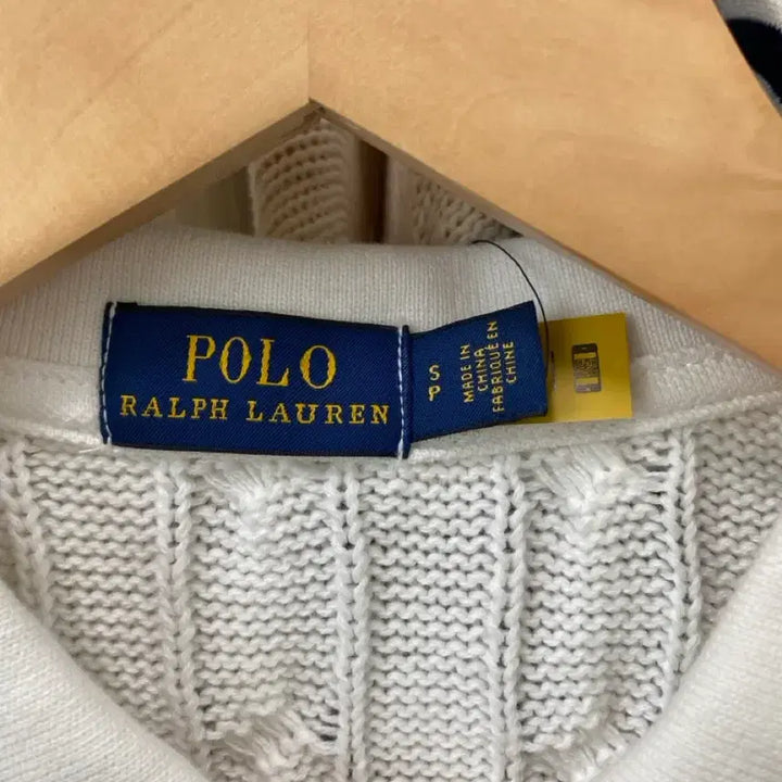 [BUNJANG] Polo Ralph Lauren Cable Knit Short Sleeve Knit White S / 폴로 케이블 카라 반팔 니트 화이트 s