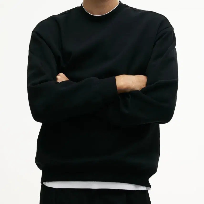 [BUNJANG] H&amp;M Brushed Fleece Sweatshirt (Black/Grey) / L H&amp;M 기모 멘투맨 블랙, 그레이