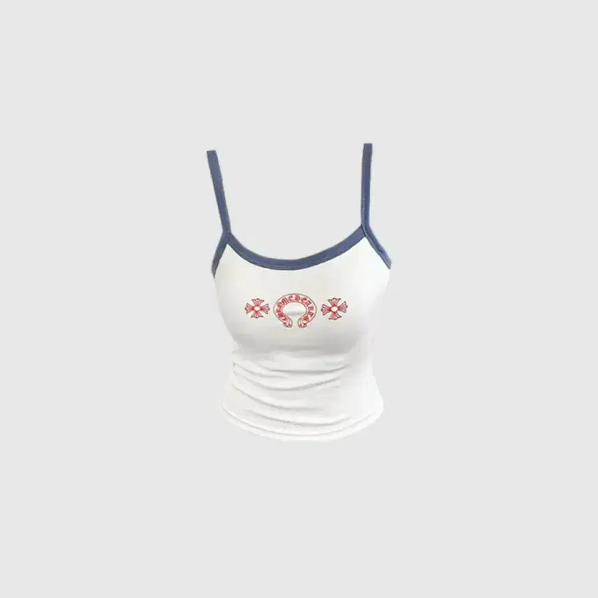 [BUNJANG] Imported Clothing Ribbed Crop Top with Strap / 수입의류 패드내장 크롬 배색 끈 나시