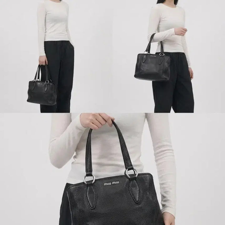 [BUNJANG] Miu Miu Vitello Caribu Phoenix Luxe Leather Tote Bag Black RR1945 / 미우미우 여성 비텔로 카리브 페닉스 럭스 레더 토트백 블랙 RR1945