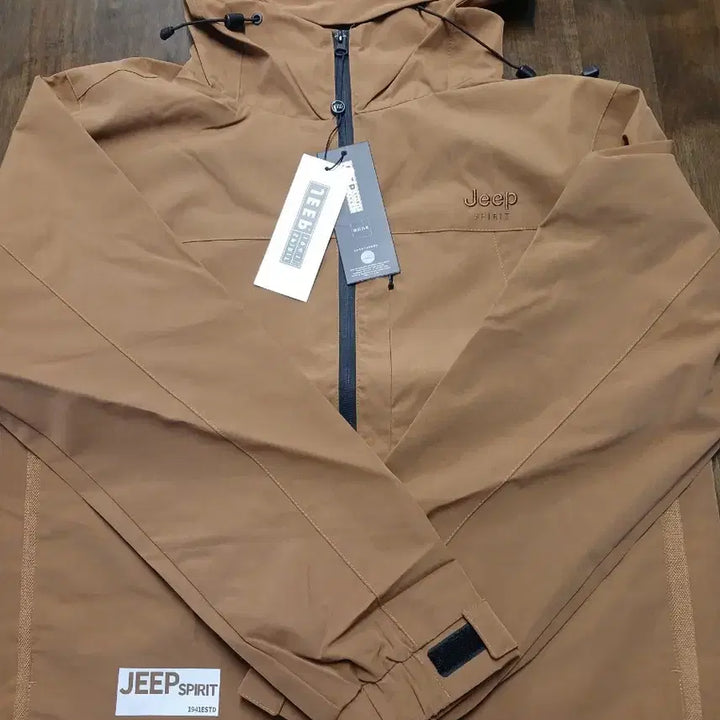[BUNJANG] Jeep Brown Hooded Windbreaker Jacket / Jeep 지프 브라운 후드 바람막이 자켓