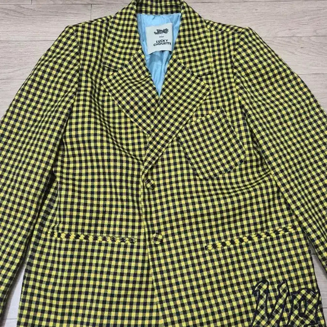 [BUNJANG] Lucky Chouette Yellow Check Jacket / 럭키슈에뜨 옐로우 체크 자켓