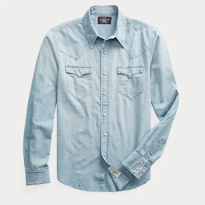 [BUNJANG] RRL Slim Chambray Western Shirt / 더블알엘 슬림 샴브레이 웨스턴 셔츠 L      RRL