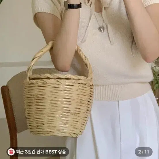 [BUNJANG] Miel Summer Knit Short Sleeve - Cream / 미엘 여름 반팔 니트 - 크림