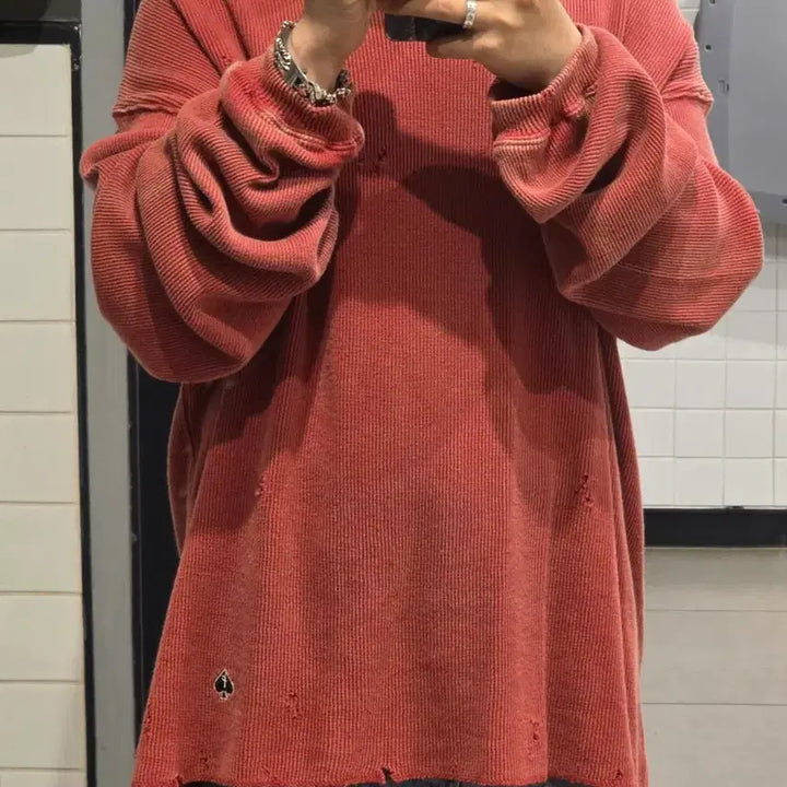 [BUNJANG] Fierce Custom Distressed Waffle Long Sleeve T-Shirt (M) / [M] 피어스 와플 롱슬리브 와플티 fierce <빈티지 커스텀 제품>