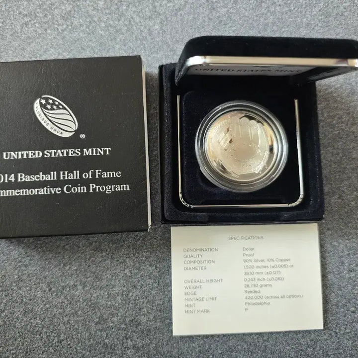 [BUNJANG] 2014 National Baseball Hall of Fame Commemorative Silver Coin / 2014 미국 야구 명예의 전당 기념 은화